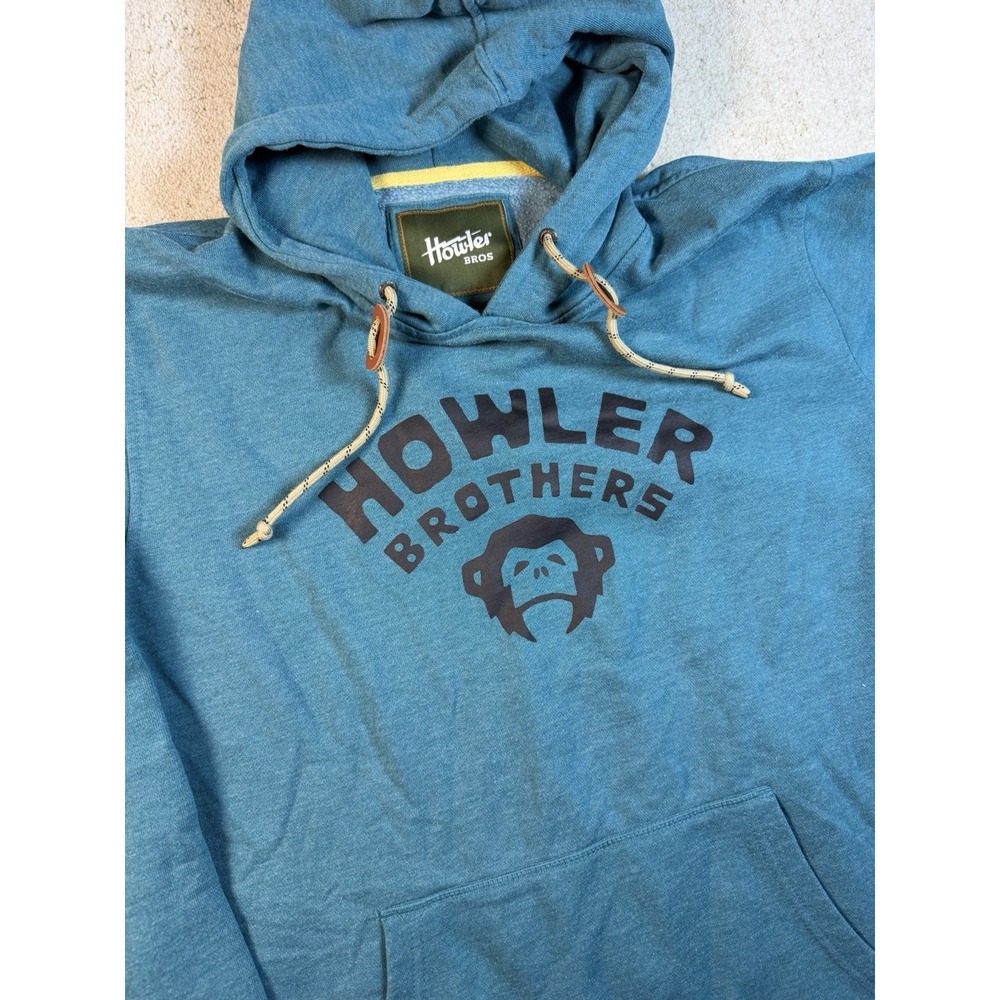 Howler Brothers Bros Blue Knit Pullover Hoodie Cotton Blend Hooded Men's Medium